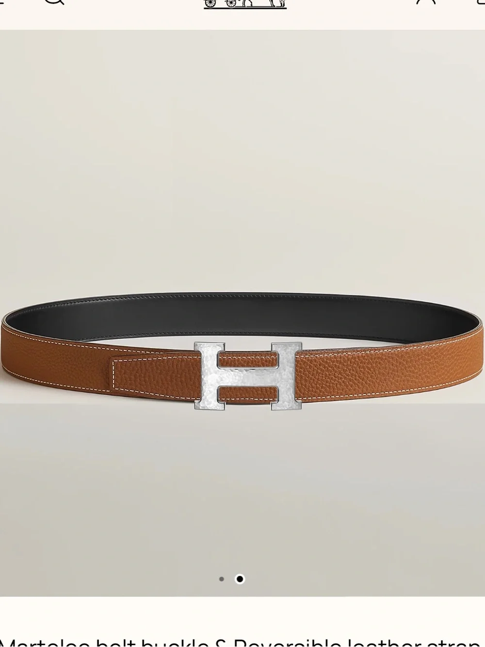 HERMES Men’s H Martelee belt buckle & Reversible leather strap 32 mm belt NWT